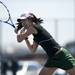 Huron #1 singles player Isabel Zheng returns a ball over the net on Saturday, April 27. Daniel Brenner I AnnArbor.com